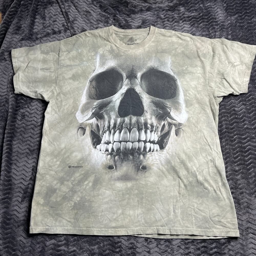 Y2K Skull Skeleton T-Shirt Size 2XL Grunge Skull Black Tye Dye The Mountain VTG